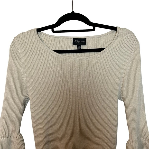 Lane Bryant NWT Ribbed Long Bell Sleeve Pullover Sweater Top - Picture 4 of 13